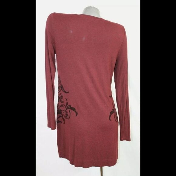 Soft Surroundings Velvet Side Tunic Top Size Medium Burgundy Maroon Long Sleeve. - Picture 4 of 8